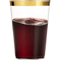 VeZee Simcha Collection 10oz. disposable Fancy Gold Rim Clear hard Plastic Tumblers/Cups, for Wedding ,Elegant Party & All Oc