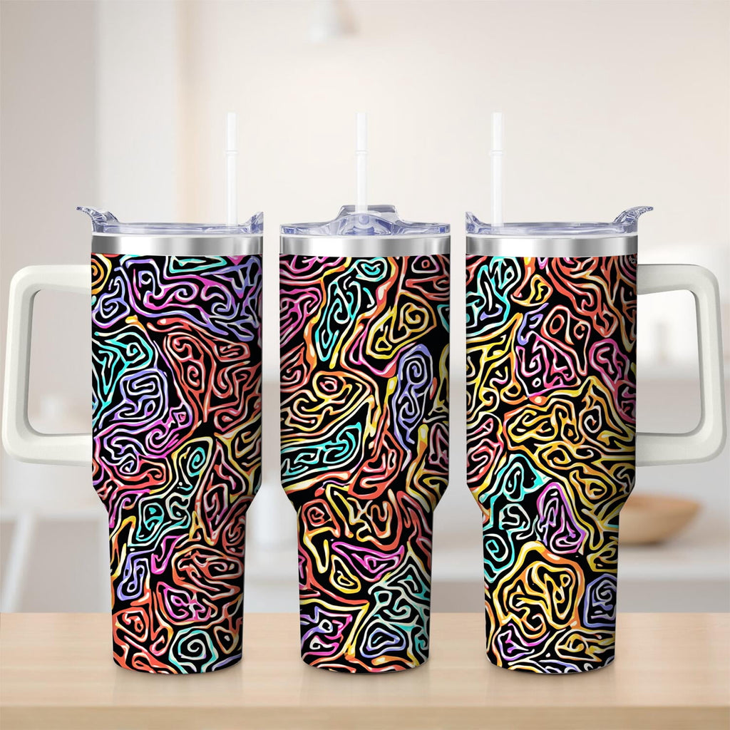 Premium Vibrant Abstract Pattern Stainless Steel Tumbler, 40oz