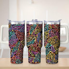 Premium Vibrant Abstract Pattern Stainless Steel Tumbler, 40oz