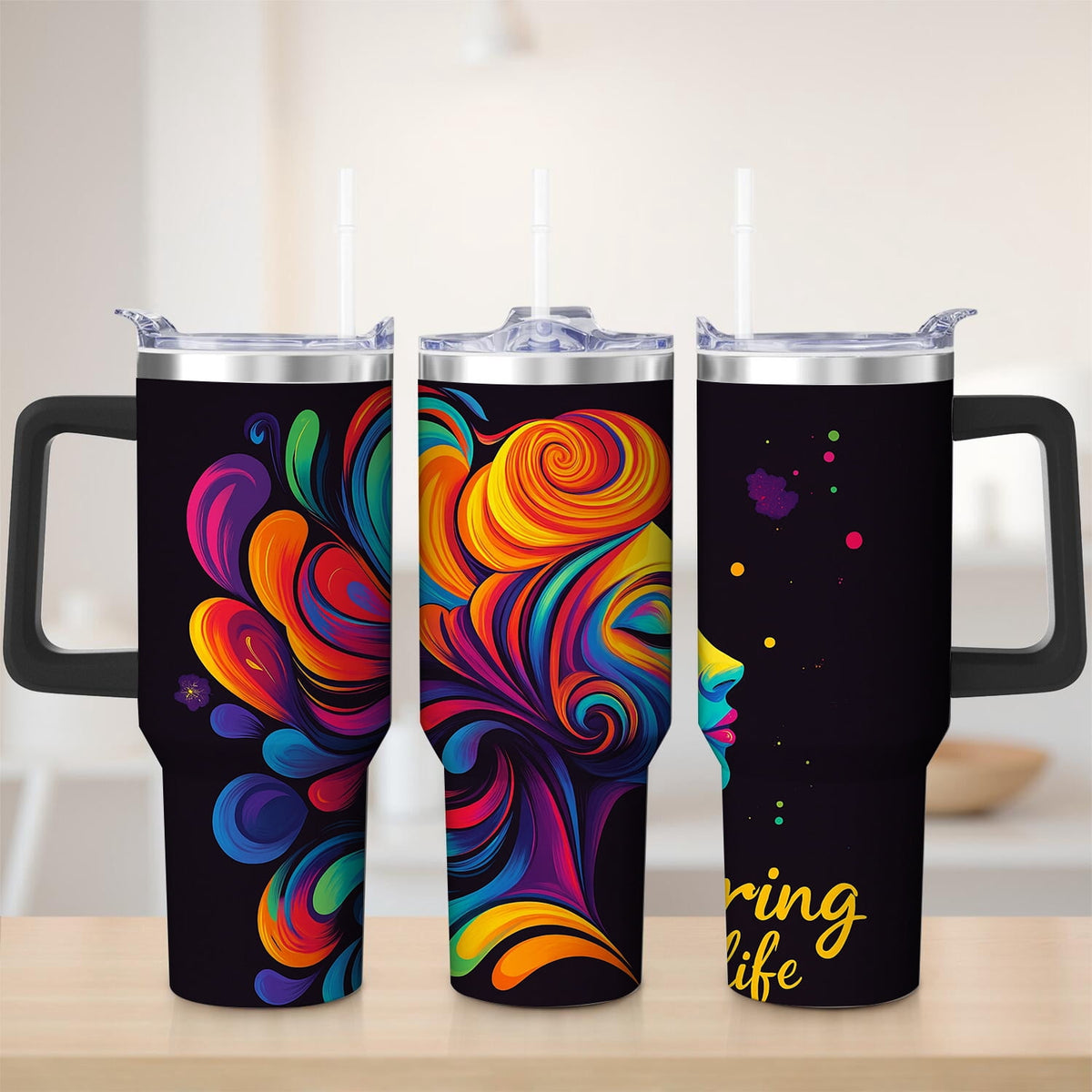 Vibrant Abstract Swirl Stainless Steel Tumbler, 30oz