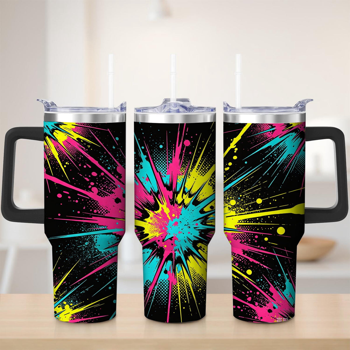 Premium Vibrant Color Burst Stainless Steel Tumbler, 30oz