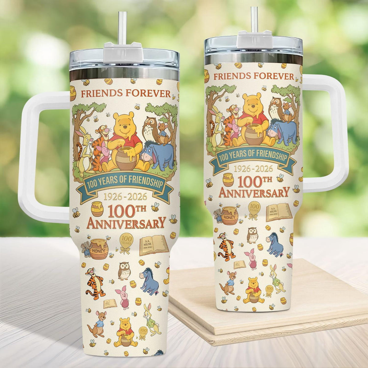 Winnie Pooh 100Th Anniversary Tumbler 40Oz, Pooh And Friend Tumbler, Disney Winnie The Pooh 100 Years Tumbler, Pooh Friends F