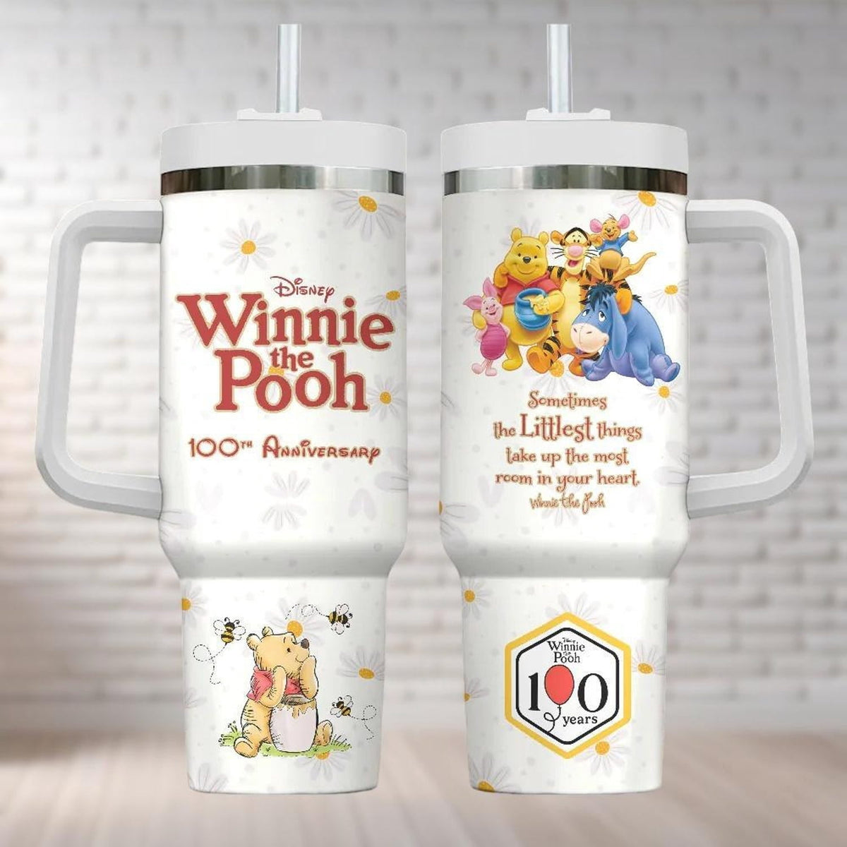 Winnie The Pooh 100th Anniversary Tumbler 40oz, Pooh Eeyore Piglet Tigger 2026 Tumbler Cups, Disneyland 100 Years Friendship 