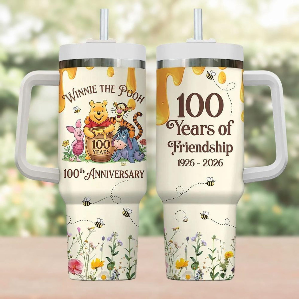 Winnie The Pooh Tumbler 40oz, 100th Anniversary Tumbler Cup, CARTOON Pooh Travel Cup, CARTOON Cartoon Water Tumbler, Pooh Fan