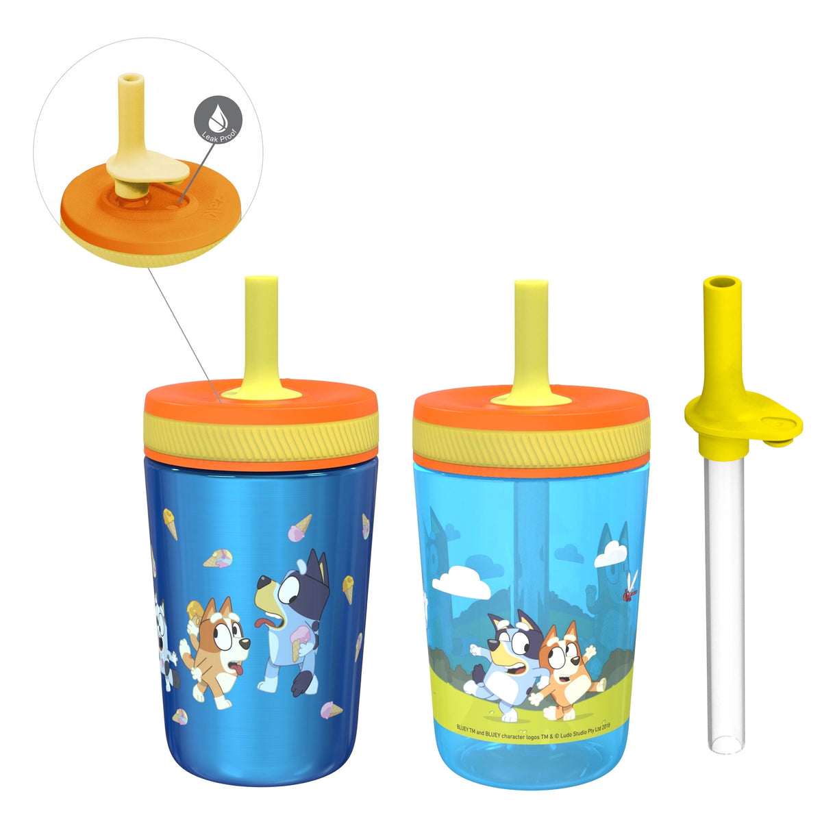 Zak Designs 12oz and 15oz 2-Pack Straw Tumbler Stainless Steel and Plastic with Additional Straw Leakproof and Perfect for Ki