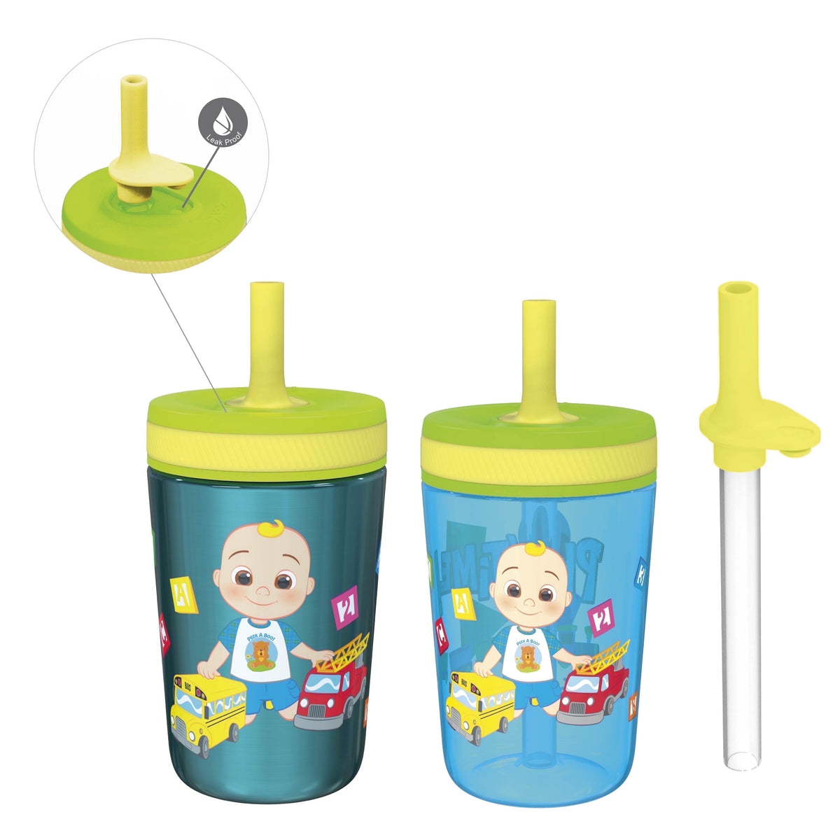 Zak Designs 12oz and 15oz 2-Pack Straw Tumbler Stainless Steel