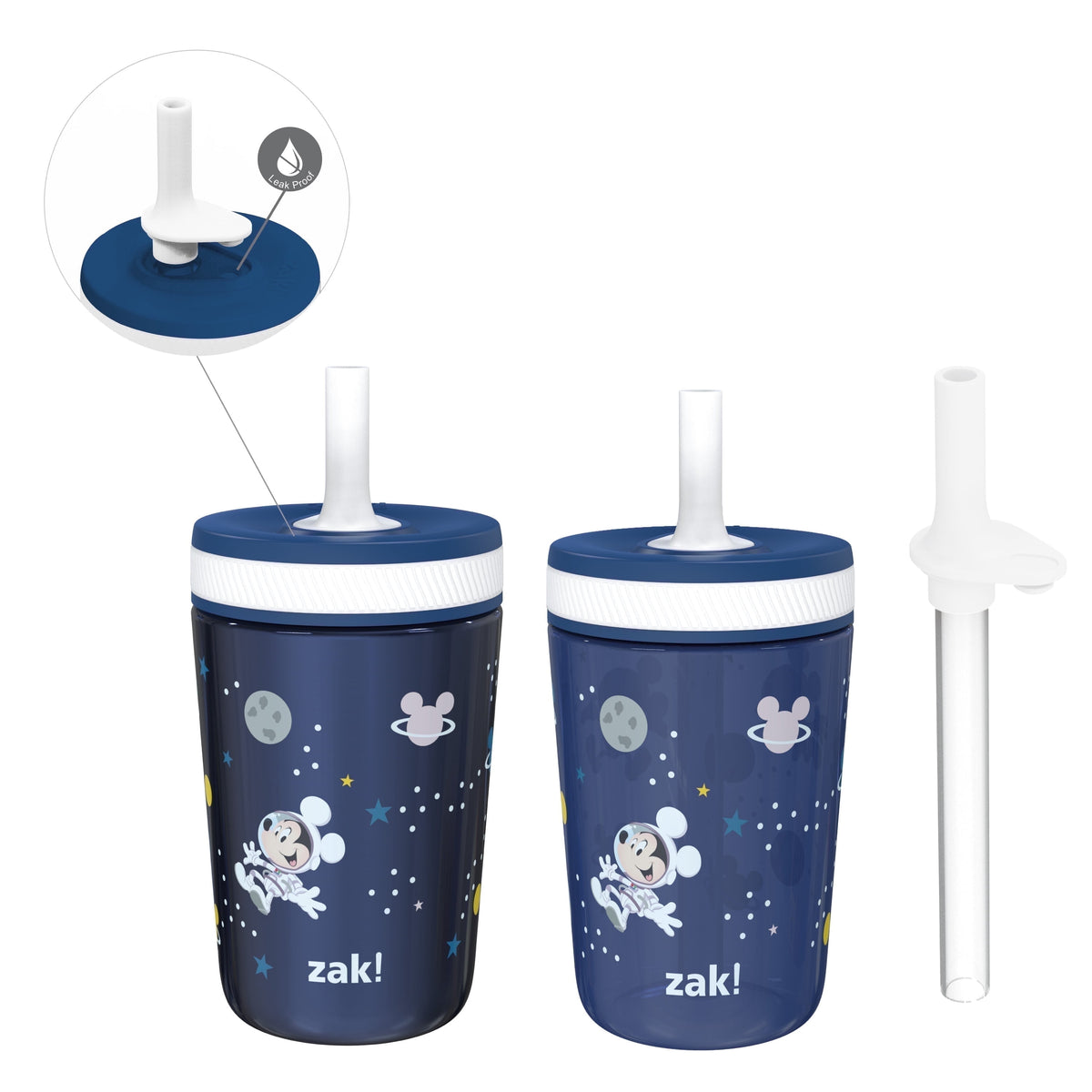 Zak Designs 12oz and 15oz 2-Pack Straw Tumbler Stainless Steel