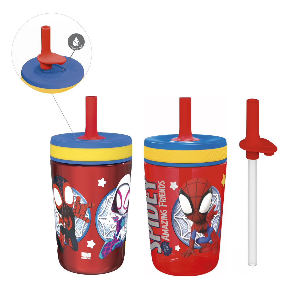 Zak Designs 12oz and 15oz 2-Pack Straw Tumbler Stainless Steel