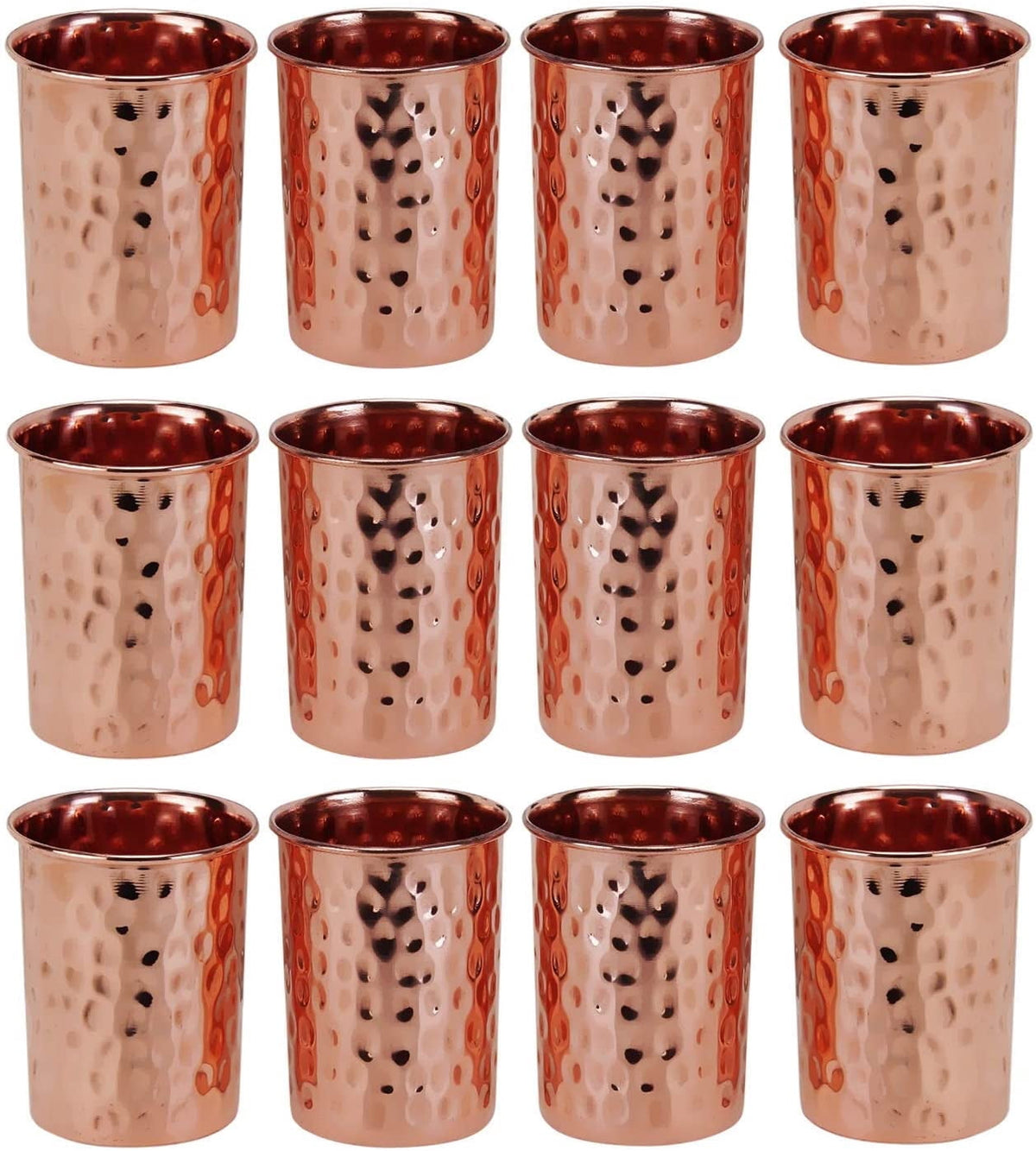 Zap Impex Pure Copper Hammered Glasses Cup Moscow Mule Tumbler (Set of 12)