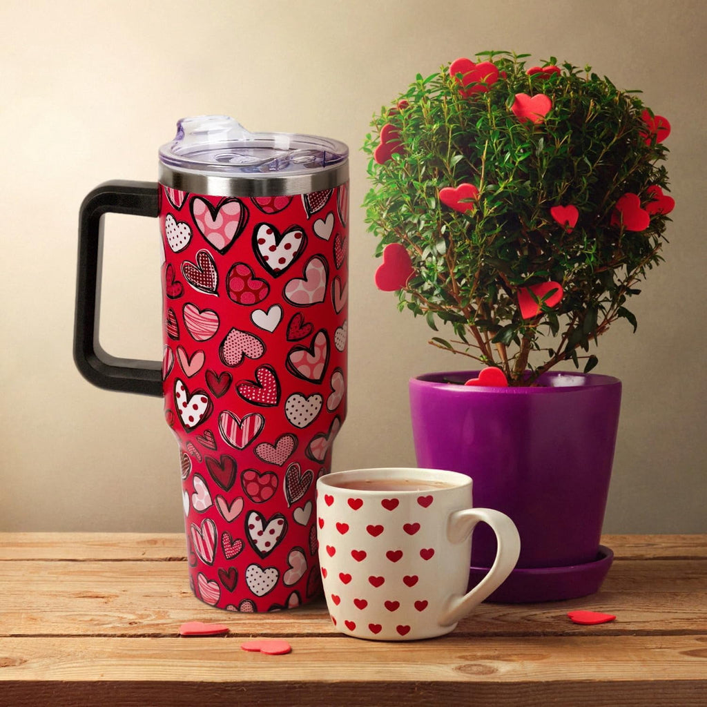 Valentines Day Gifts 40 oz Tumbler with Handle and Straw Lid,Cute Valentine''s Day Gift for Her Women Girlfriend Wife Red Lov