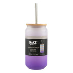 Purple Frosted Glass Sublimation Tumbler by Make Market â€“ 18oz Drinkware with Bamboo Lid & Metal Straw - Designed for Custo