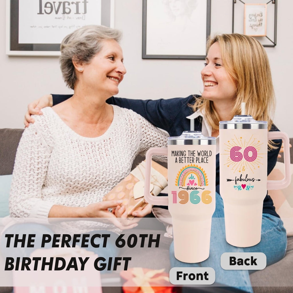 60th Birthday Gifts for Women Her, 1966 60th Birthday Decorations for Woman, Turning 60 Year Old Gifts For Women Mom Wife Gra
