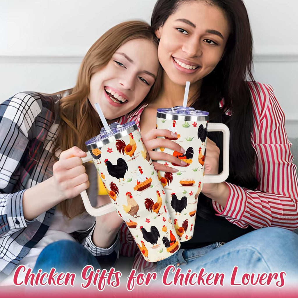 Chicken Tumbler Cup 40 OZ, Chicken Gifts For Chicken Lovers, Chicken Mom Gifts, Funny Chicken Gifts for Women Men, Chicken Th