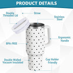 40 oz Tumbler with Handle Lid and Straw Insulated Water Tumbler Stainless Steel Water Cup Mug Bottle Reusable Cup Holder Frie