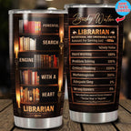 Personalized Librarian Coffee Tumbler 20oz 30oz Custom Name Vintage Stainless Steel Cup Insulated Bookish Gifts Bookaholic Tr