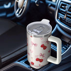 1pc cherry 40oz Tumbler with Straw & Handle - Insulated Stainless Steel Cup | Holiday Gift for Man Women (Christmas, Valentin