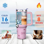 40oz Hello Kawaii Cat Cute Stainless Steel Tumbler with Lid and Straw,Spill Proof Travel Cup Double Wall Vacuum Insulated Cof