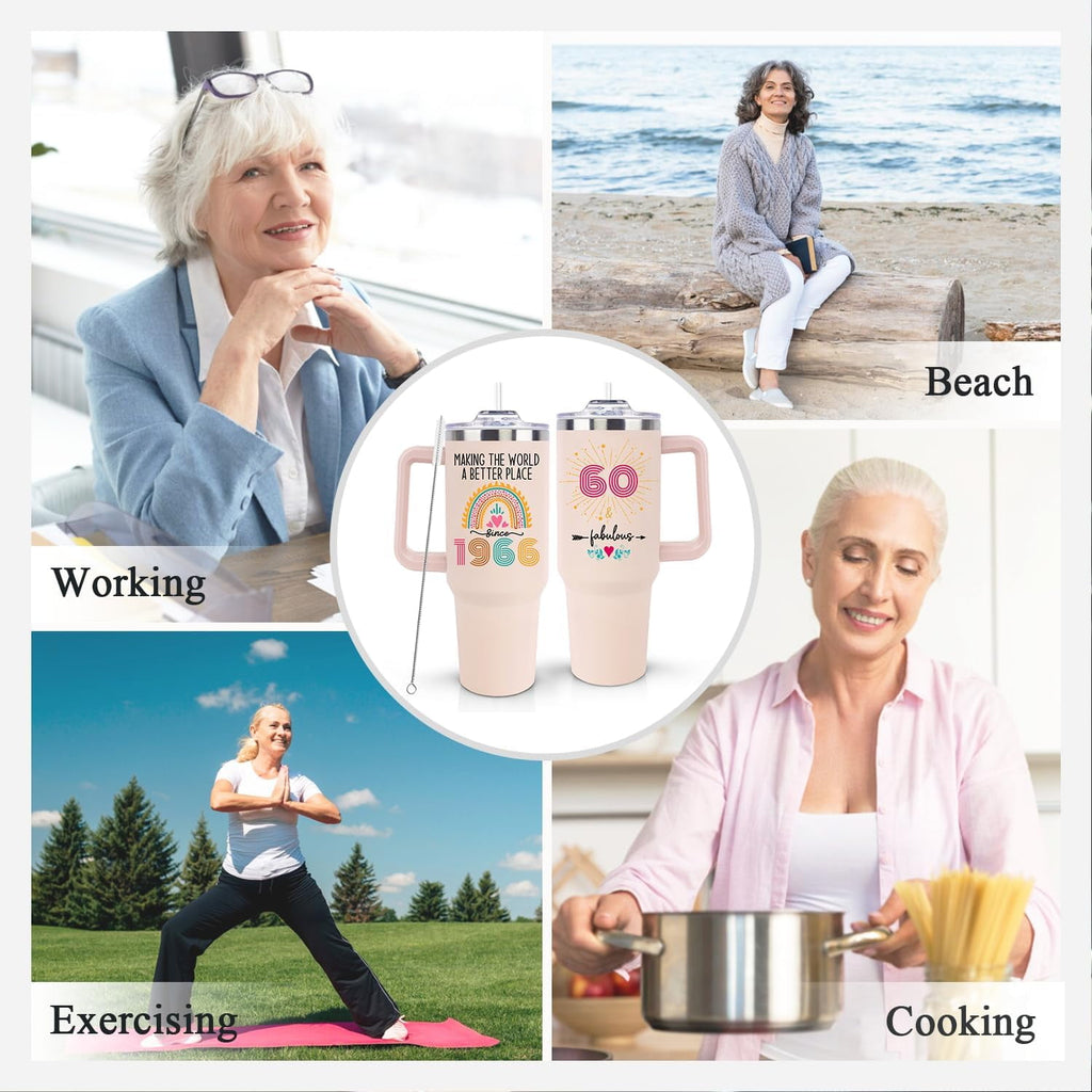 60th Birthday Gifts for Women Her, 1966 60th Birthday Decorations for Woman, Turning 60 Year Old Gifts For Women Mom Wife Gra