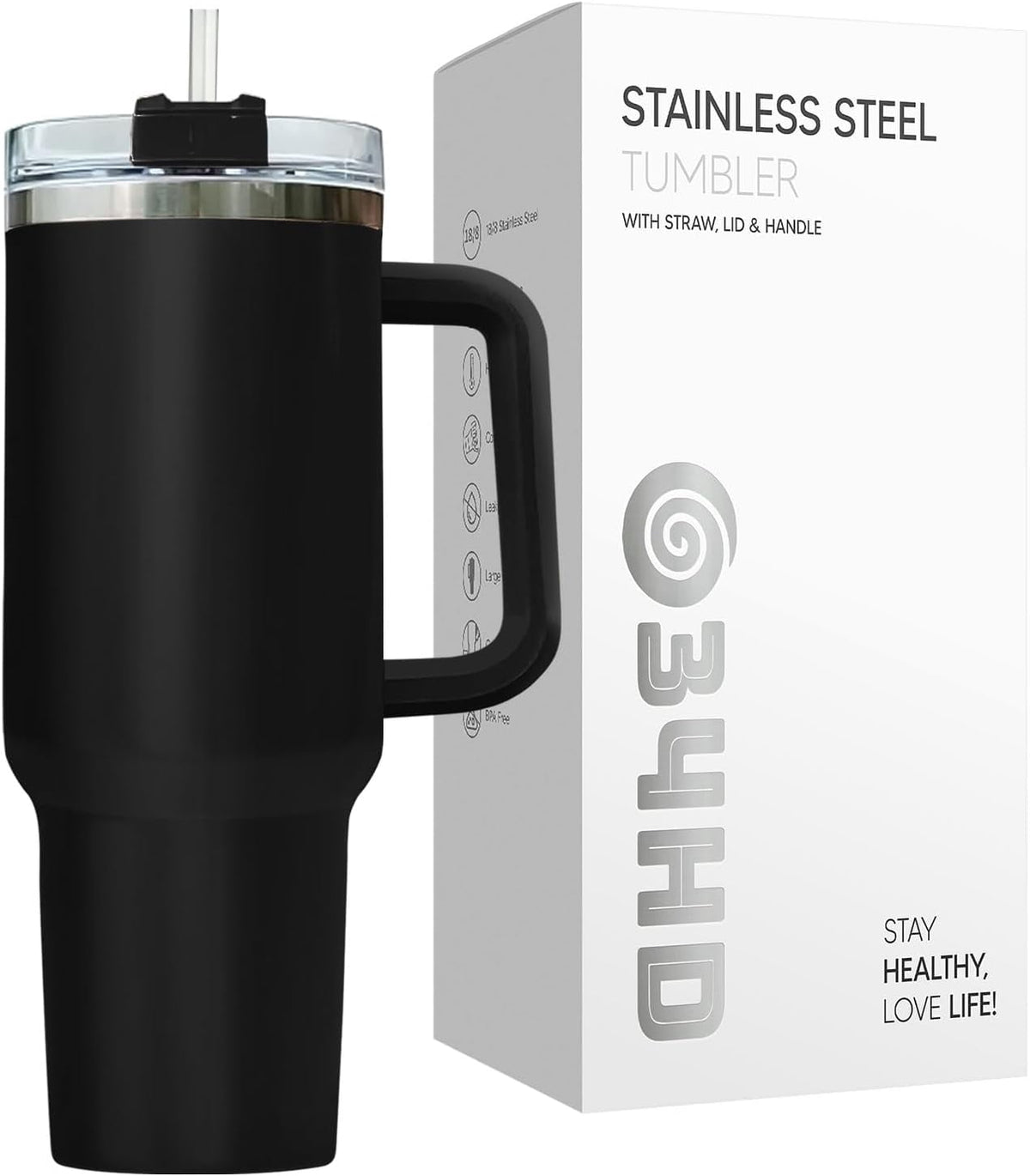 Liber Tea Tumbler 40oz with Handle and Straw, Patriotic Tea Vacuum Insulated Travel Gaming Cup, Gamer Gifts for Father''s Day