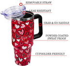 Valentines Day Gifts 40 oz Tumbler with Handle and Straw Lid,Cute Valentine''s Day Gift for Her Women Girlfriend Wife Red Lov