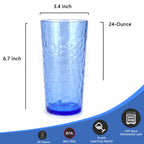 Yalin 24-Ounce Plastic Tumbler Acrylic Drinking Glasses, Reusable Plastic Cups, Stackable, BPA-Free, Shatter Proof, Dishwashe