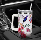 40 oz Tumbler with Handle and Straw Leak Proof Tumbler 40 oz Insulated Cup with Handle Hummingbird Coffee Travel Mug 40 oz Hu