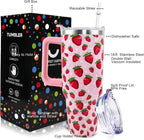 Mom Tumbler 40 oz Tumbler with Handle and Straw Lid Leak Proof - Best Mom Ever Tumbler for Christmas Mothers Day Birthday Gif