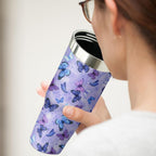 30 oz Purple Butterfly Tumbler with Handle and Filp Straw, Stainless Steel Cup with Lid and Straw, Travel Coffee Mug Insulate