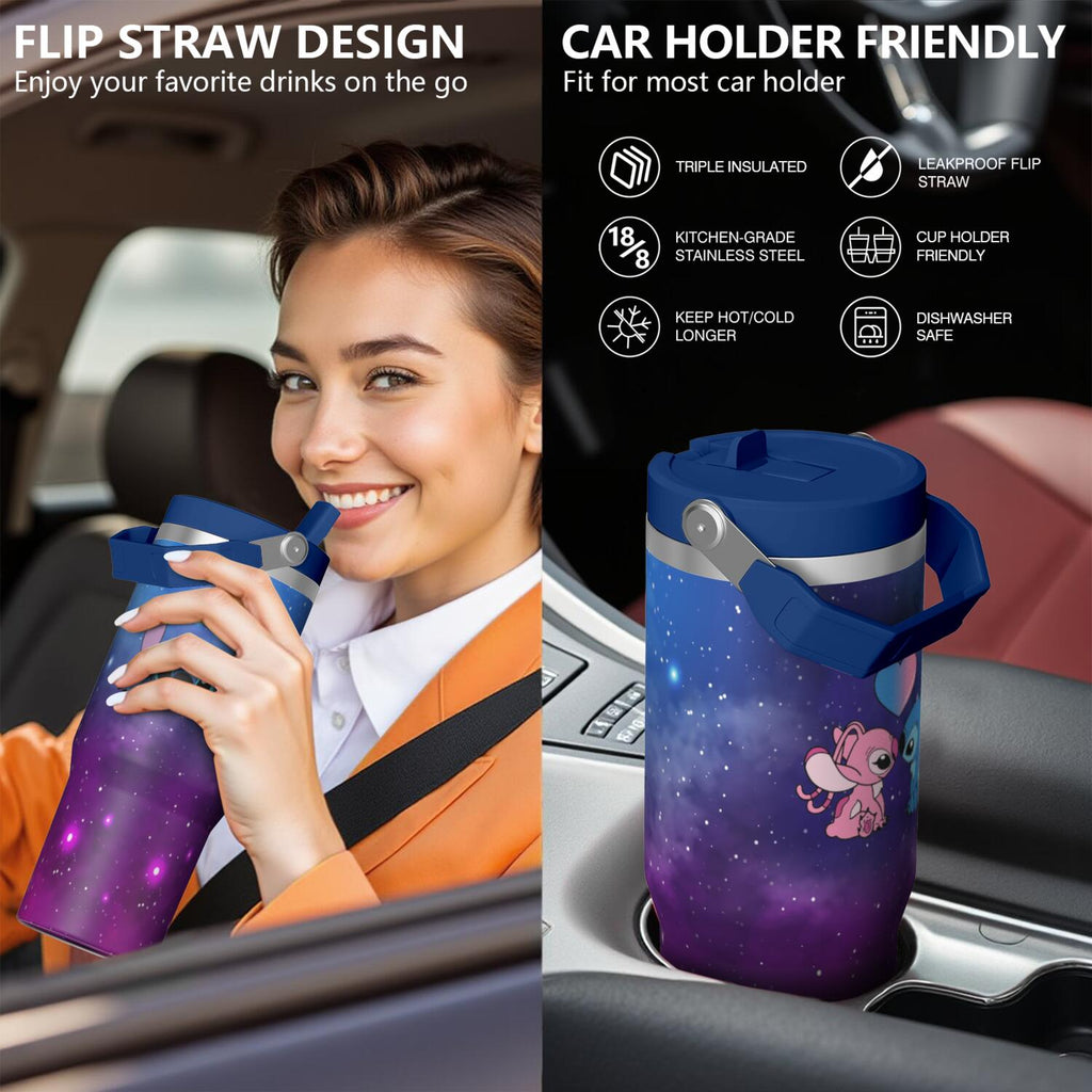30oz Cartoon Movie Stainless Steel Tumbler with Lid and Straw,Spill Proof Cartoon Travel Cup for Cartoon Lovers,Double Wall V