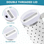 40 oz Tumbler with Handle Lid and Straw Insulated Water Tumbler Stainless Steel Water Cup Mug Bottle Reusable Cup Holder Frie