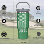 Golf Gifts For Men Women Golfers 30Oz Green Golf Tumbler With Handle 30 OZ Golf Travel Coffee Mug Water Bottle Stainless Stee