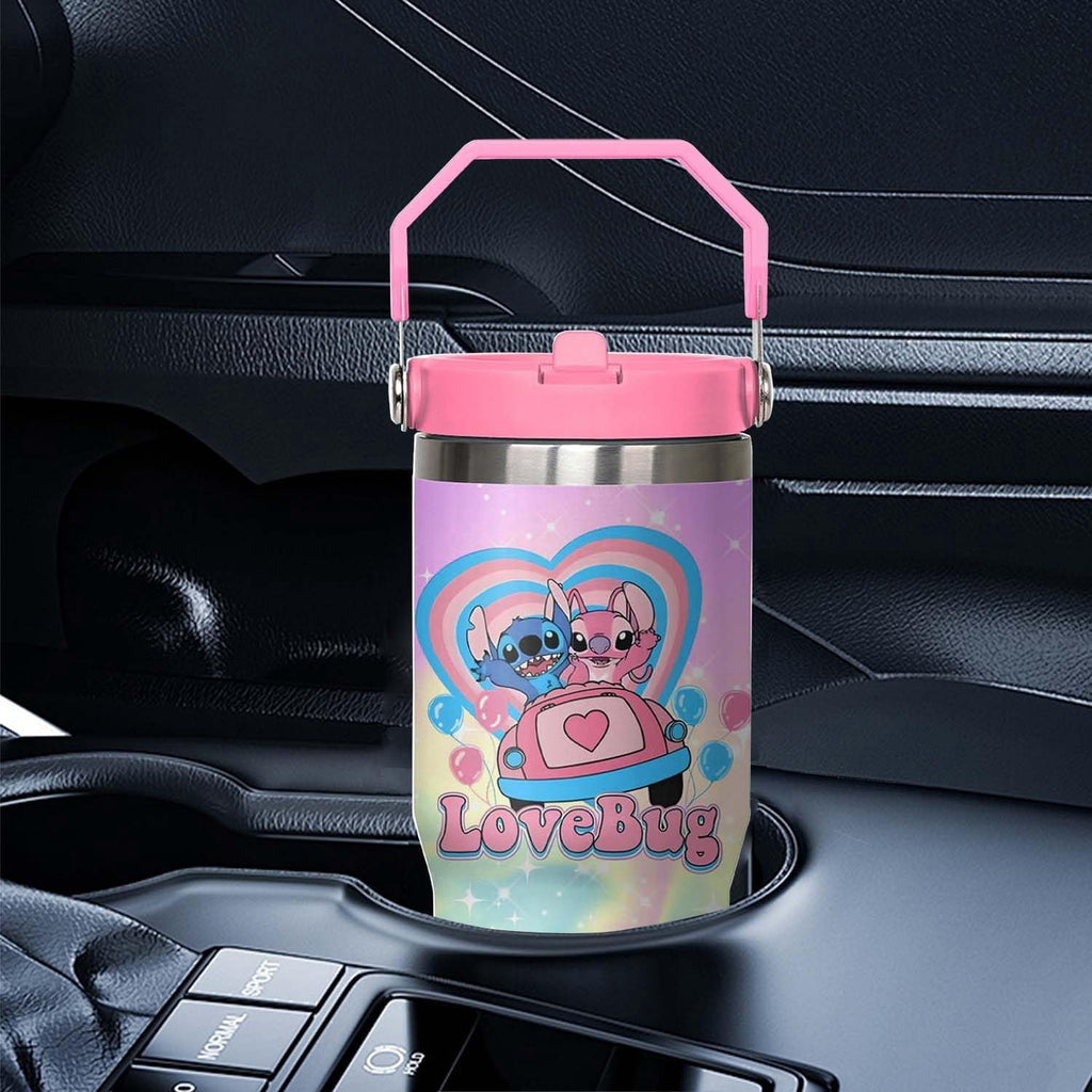 30oz Cartoon Tumbler for Cartoon Lovers,Cartoon Movie Stainless Steel Tumbler with Handle and Flip Straw Travel Mug Tumbler C