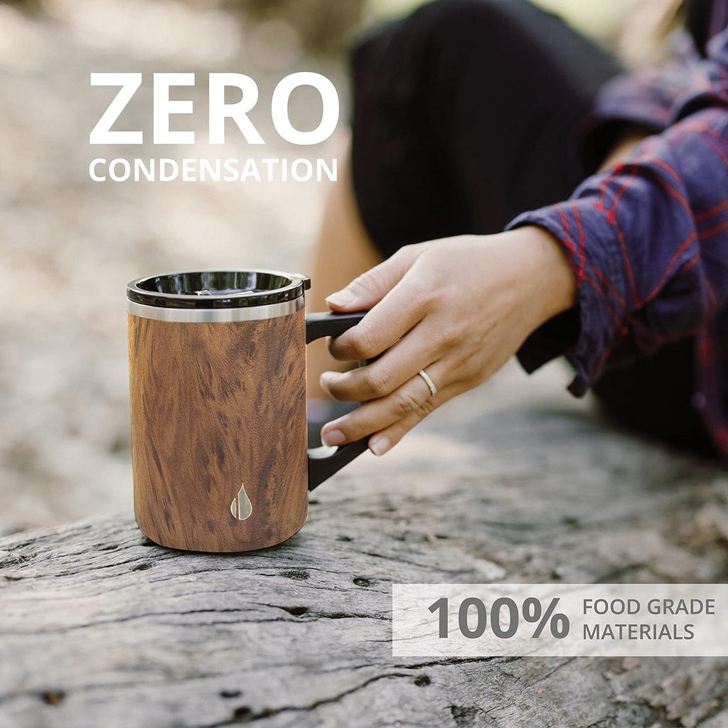 Elemental Summit Insulated Coffee Mug with Lid & Handle, Insulated Vacuum Camp Coffee Cup, Triple Wall Stainless Steel Travel
