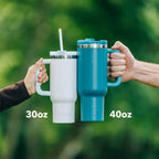 RTIC 30 oz Ceramic Lined Road Trip Tumbler with Handle and Leak-Resistant Straw Lid, Plum