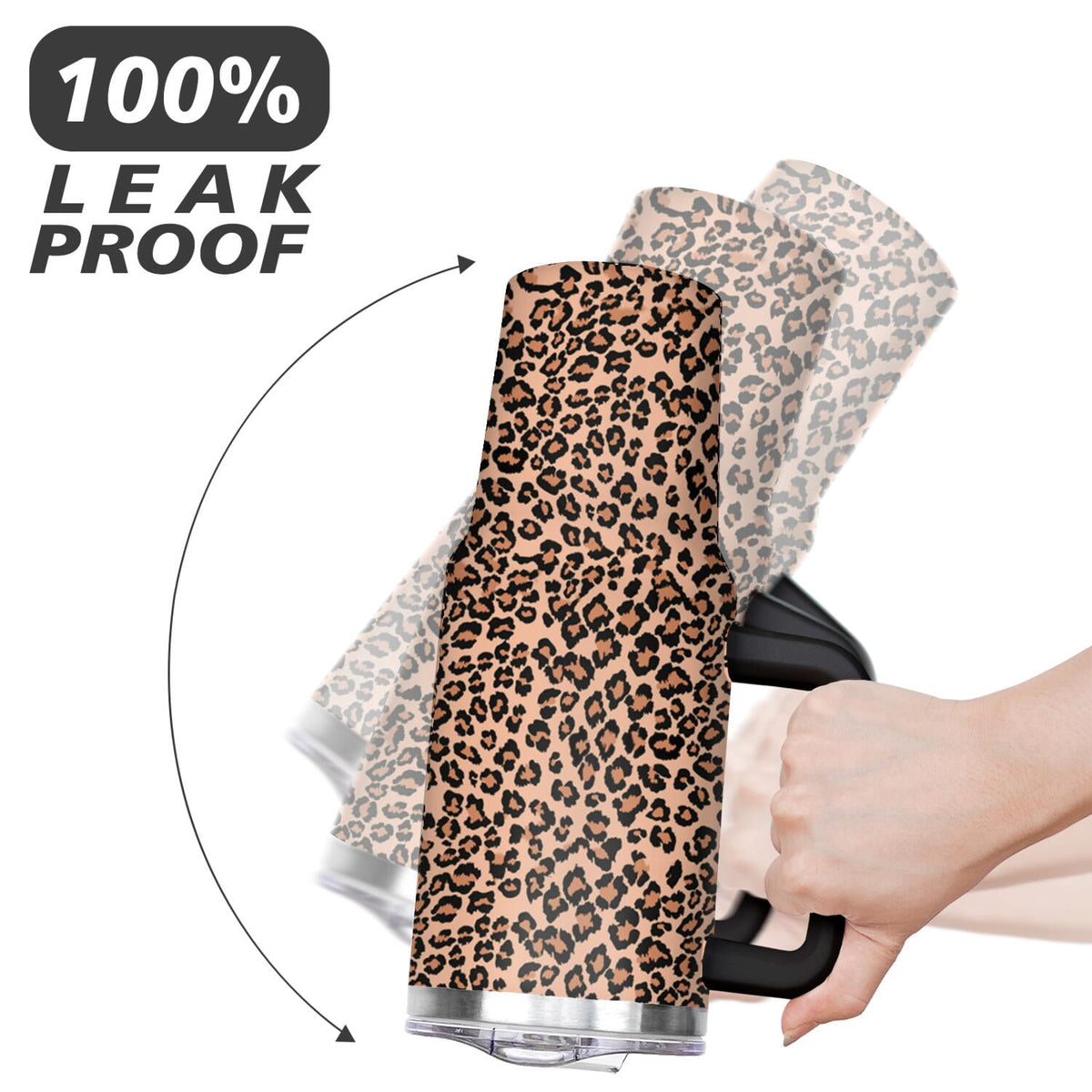 40oz Fashion Leopard Pattern Stainless Steel Flip Straw Tumbler Spill Proof Travel Cup Double Wall Vacuum Insulated Coffee Mu