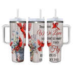 Cardinal Insulated Tumbler with Lid and Straw, Stainless Steel Travel Mug with Handle, Floral Rustic Cardinal Cup, Double Wal