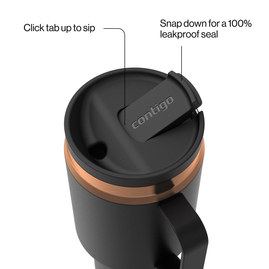 Contigo 30 oz Stainless Steel Water Bottle Tumbler with Straw – Leak-Proof Insulated Travel Mug, Reusable Water Bottle, Side 