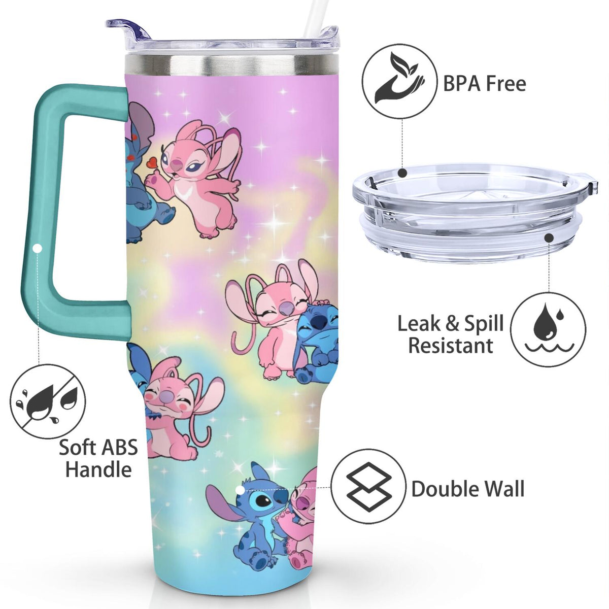 40oz Cartoon Movie Stainless Steel Tumbler with Lid and Straw,Spill Proof Cartoon Travel Cup for Cartoon Lovers Double Wall V