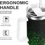 Ombre Leopard Glitter 40 oz Insulated Double Wall Stainless Steel Tumbler with Handle and Straw, Lid, Large Travel Mug Fits i