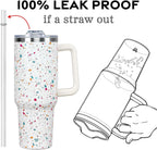 40oz Tumbler with Handle and Straw Lid | Vacuum Insulated Leak Proof Tumbler | Stainless Steel Travel Mug Water Bottle Cup Ke