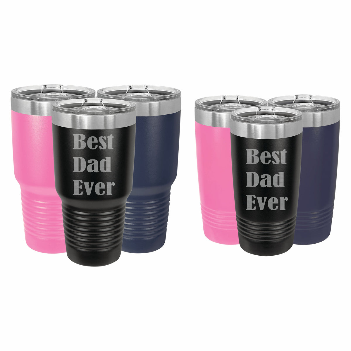 PrecisionNC Dad Gifts Best Dad Ever Engraved Stainless Steel Travel Mug Tumbler with Lid Fathers Day 20 ounce Black